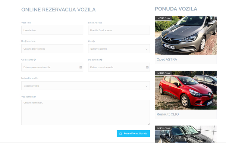 rezervacija vozila rent a car
